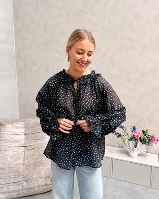POLKA CHARM RUFFLE BLOUSE - By Lenz