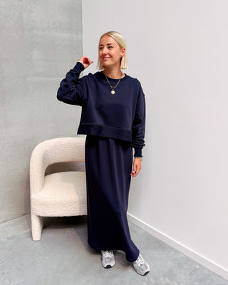 ASKER CROPPED SWEATER - DARK BLUE - By Lenz