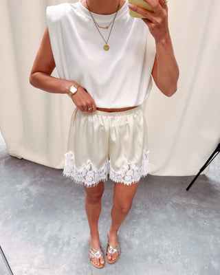 SATIN LACE CHARM SHORT - CREAM - By Lenz