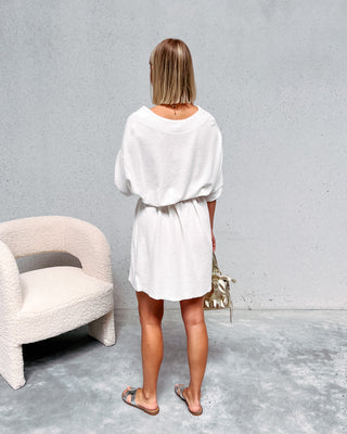 OONA SHORT TERRY DRESS - WHITE - By Lenz