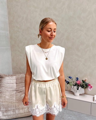 SATIN LACE CHARM SHORT - CREAM - By Lenz