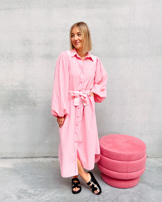 JANOU MAXI CHECKED DRESS - ROSE - By Lenz