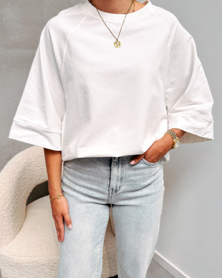 TAHNEE SWEATER TEE - WHITE - By Lenz