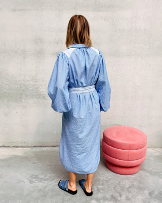 JANOU MAXI CHECKED DRESS - BLUE - By Lenz