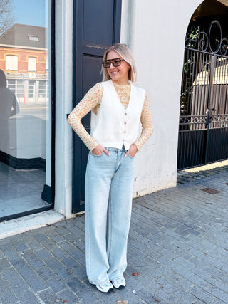 CREAM BUTTONED GILET - By Lenz