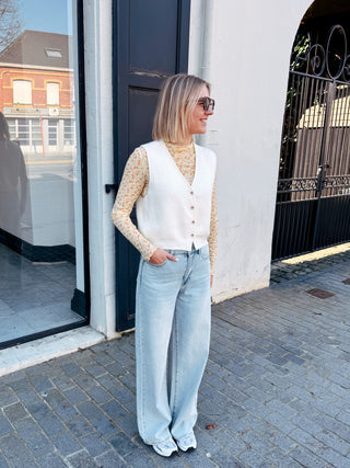 CREAM BUTTONED GILET - By Lenz