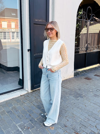 CREAM BUTTONED GILET - By Lenz