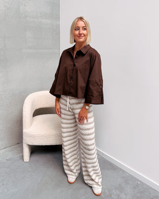 PHILOU CROPPED BLOUSE - BROWN - By Lenz