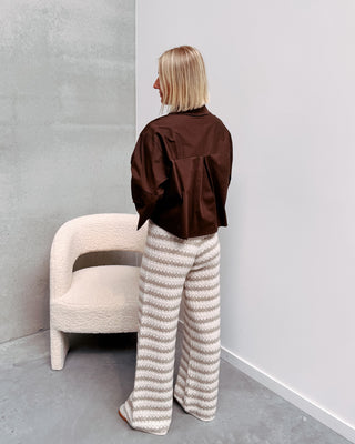 PHILOU CROPPED BLOUSE - BROWN - By Lenz