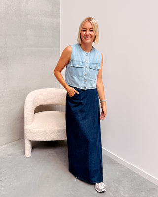 SUZETTE LONG DENIM SKIRT - By Lenz