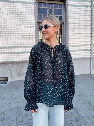 POLKA CHARM RUFFLE BLOUSE - By Lenz