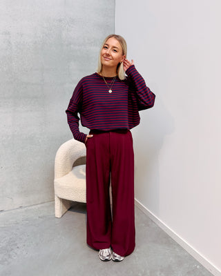 LOEKA STRIPED LONGSLEEVE - BURGUNDY/NAVY BLUE