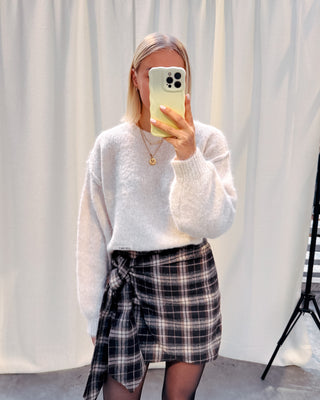 CHEEKY CHECK SKIRT - BROWN