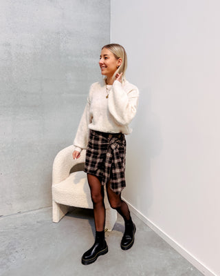 CHEEKY CHECK SKIRT - BROWN