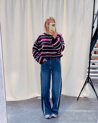 COLLEGE STRIPE OVERSIZED KNIT