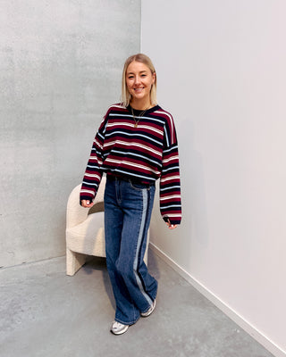 METRO STRIPE DENIM JEANS - BLUE