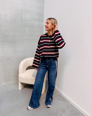 COLLEGE STRIPE OVERSIZED KNIT