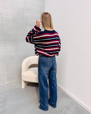 METRO STRIPE DENIM JEANS - BLUE