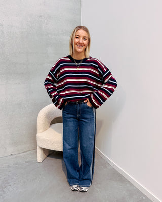 COLLEGE STRIPE OVERSIZED KNIT