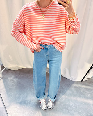 LOEKA STRIPED LONGSLEEVE - CREAM/CORAL - By Lenz