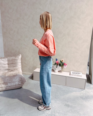 LOEKA STRIPED LONGSLEEVE - CREAM/CORAL - By Lenz