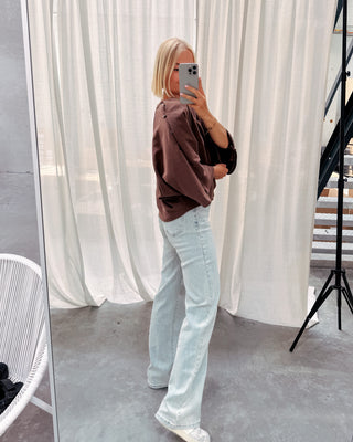 BASIC BUTTON SWEATER - BROWN - By Lenz