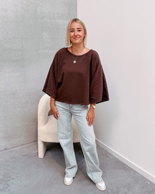 BASIC BUTTON SWEATER - BROWN - By Lenz