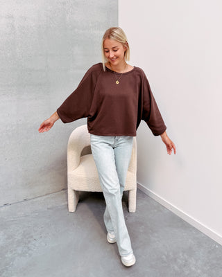 BASIC BUTTON SWEATER - BROWN - By Lenz