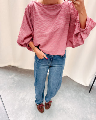 FALL CHECK BLOUSE - RED