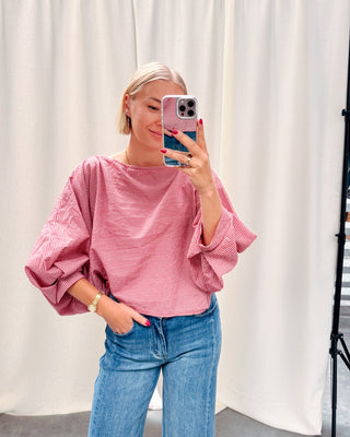 FALL CHECK BLOUSE - RED