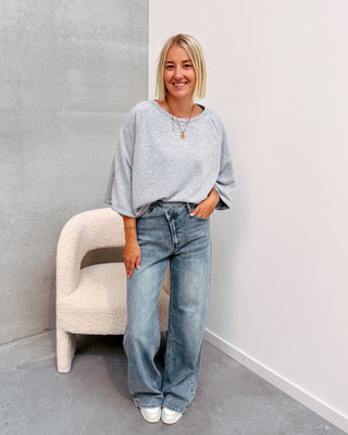 BASIC BUTTON SWEATER - GREY - By Lenz