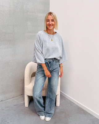 BASIC BUTTON SWEATER - GREY - By Lenz