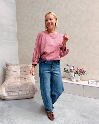 FALL CHECK BLOUSE - RED