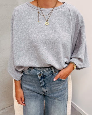 BASIC BUTTON SWEATER - GREY - By Lenz