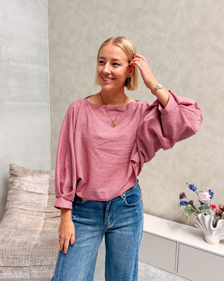 FALL CHECK BLOUSE - RED