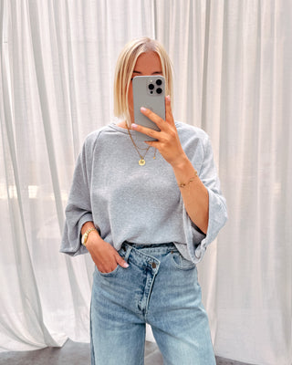 BASIC BUTTON SWEATER - GREY - By Lenz