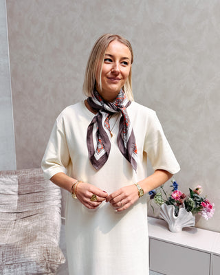 PETIT SCARF - TAUPE/ORANGE FLOWERS - By Lenz