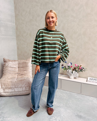 LENNY STRIPED KNOT TEE - KAKI/GREEN