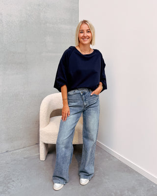 BASIC BUTTON SWEATER - BLUE - By Lenz