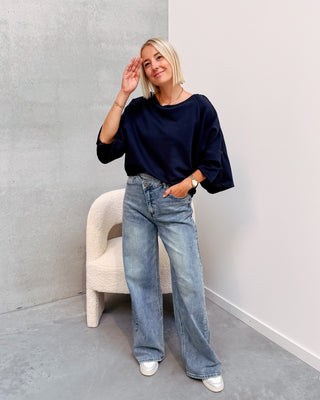 BASIC BUTTON SWEATER - BLUE - By Lenz