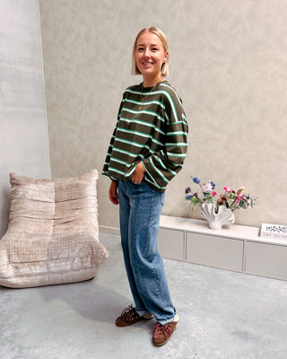 LENNY STRIPED KNOT TEE - KAKI/GREEN