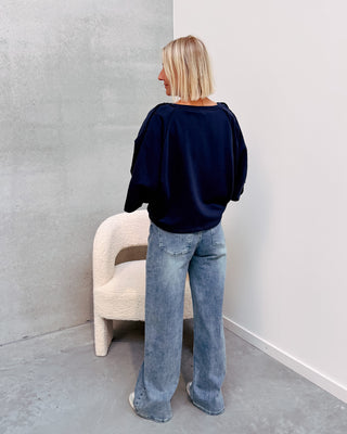 BASIC BUTTON SWEATER - BLUE - By Lenz