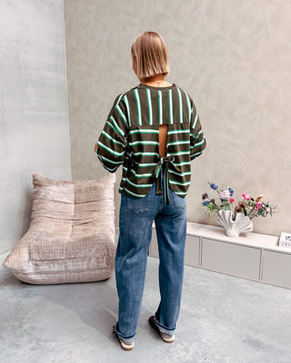 LENNY STRIPED KNOT TEE - KAKI/GREEN