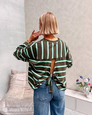 LENNY STRIPED KNOT TEE - KAKI/GREEN