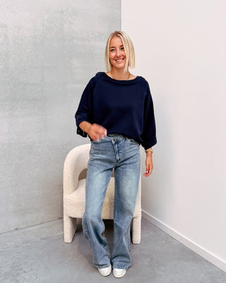 BASIC BUTTON SWEATER - BLUE - By Lenz