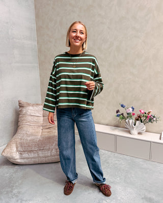 LENNY STRIPED KNOT TEE - KAKI/GREEN