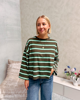 LENNY STRIPED KNOT TEE - KAKI/GREEN