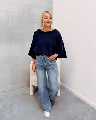 BASIC BUTTON SWEATER - BLUE - By Lenz