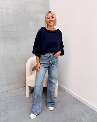 BASIC BUTTON SWEATER - BLUE - By Lenz