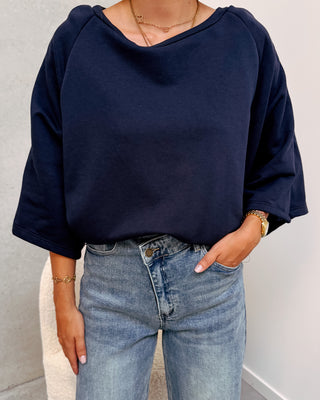 BASIC BUTTON SWEATER - BLUE - By Lenz